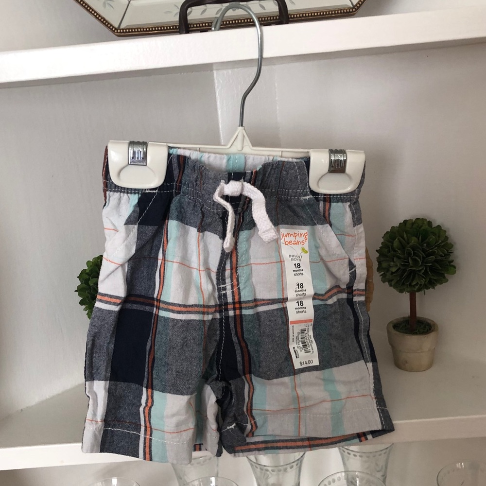 JUMPING BEANS Printed Plaid Shorts Boys Sz 18 Mo